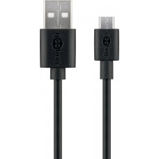 Laidas USB - USB micro (K-K) 0.5m 1.5A juodas (black) Goobay